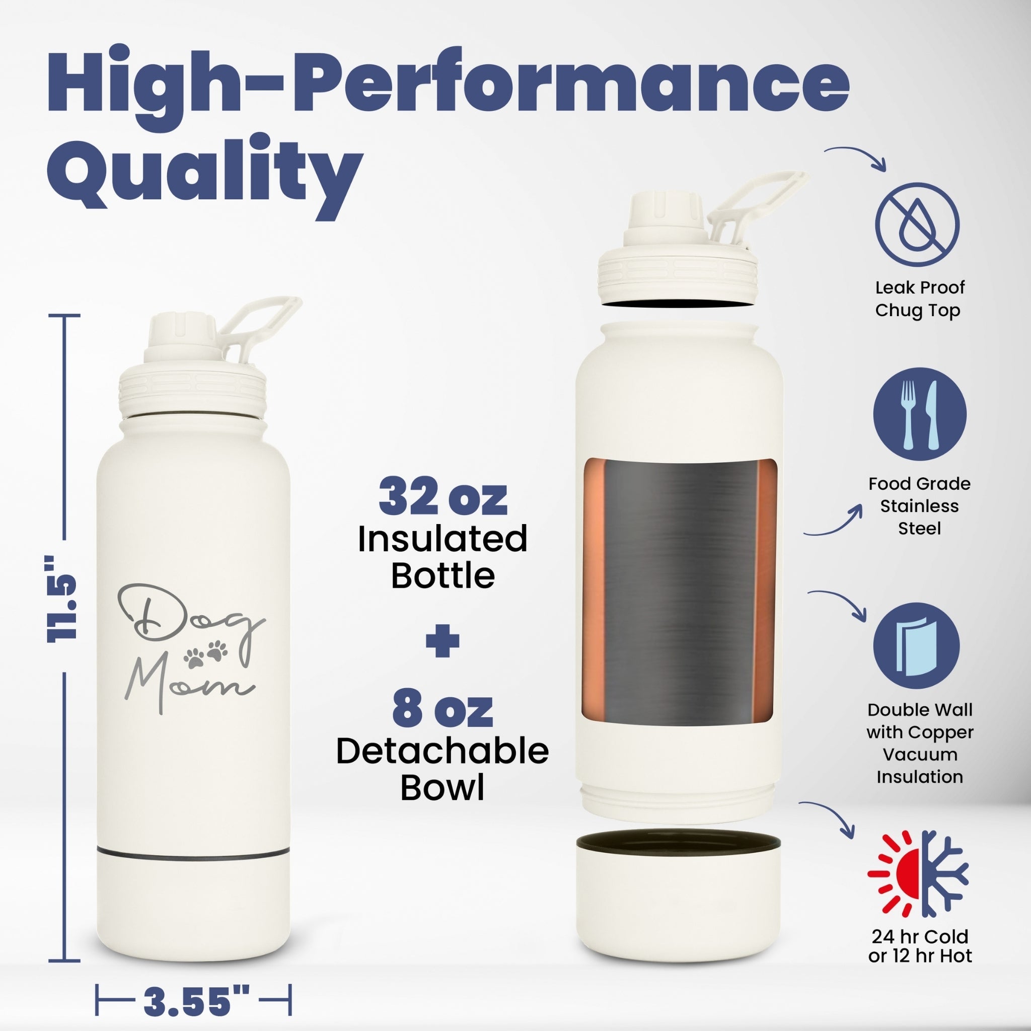Dog + Human Water Bottle with Detachable Dog Bowl